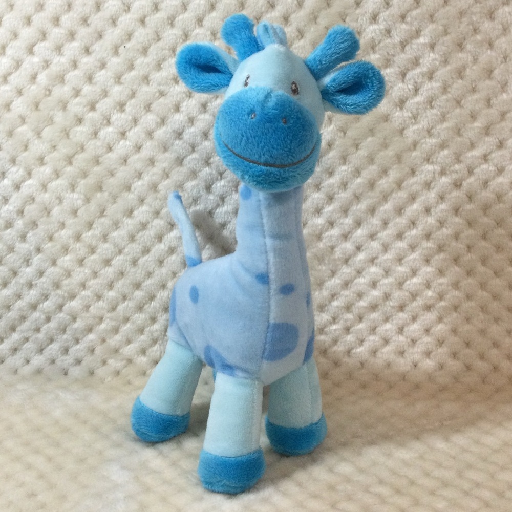Gitzy Plush Blue Spotted Giraffe with Rattle Inside Stuffed Animal Toy